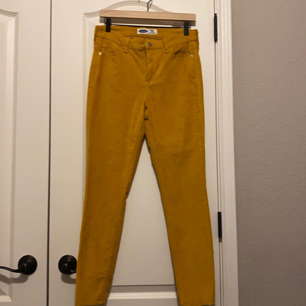 Yellow Corduroy Super High Rise Skinny Jeans